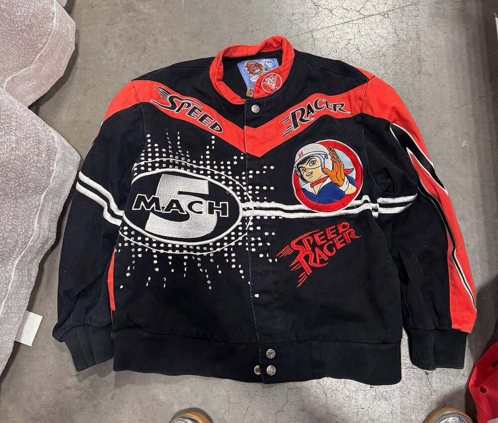 Speed Racer Mach 5 Racing Bomber Jacket Black Red Kids Large